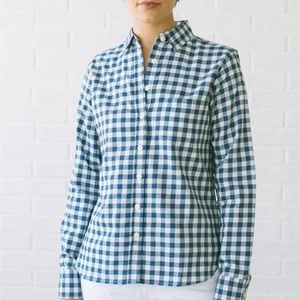 Tradlands Button Up Blouse in Blue Gingham